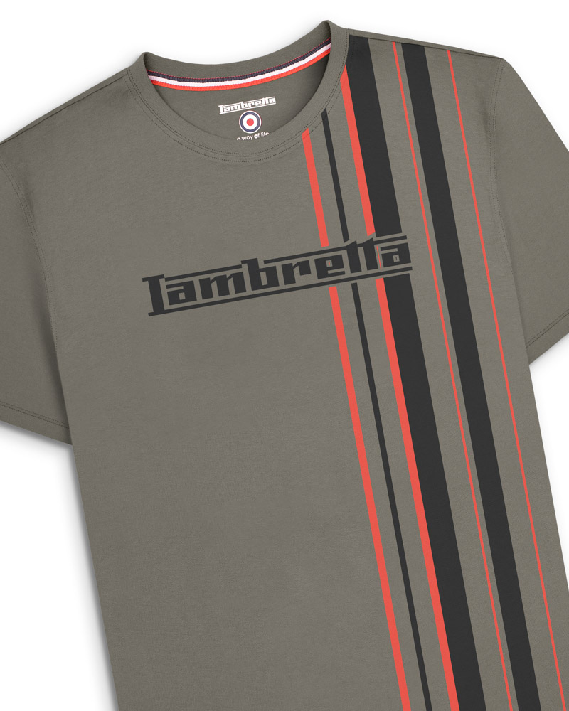 Lambretta Racing Stripe T-Shirt Granite