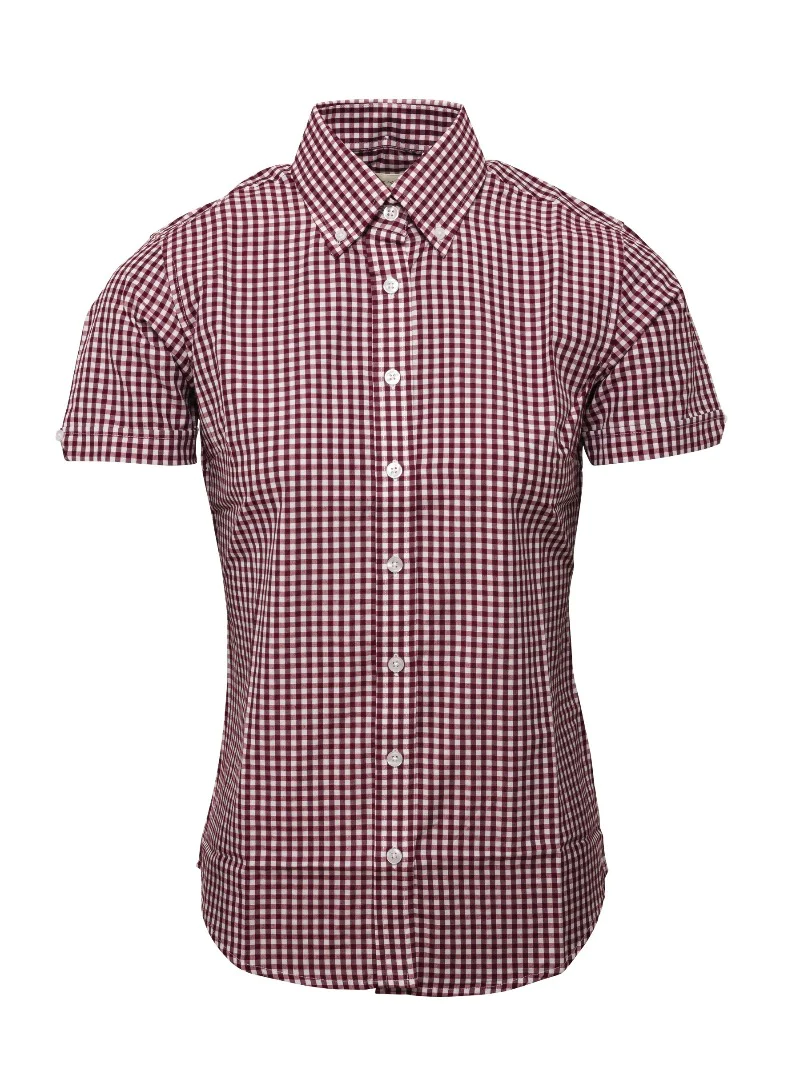 Relco London Gingham Ladies' Shirt Burgundy/White