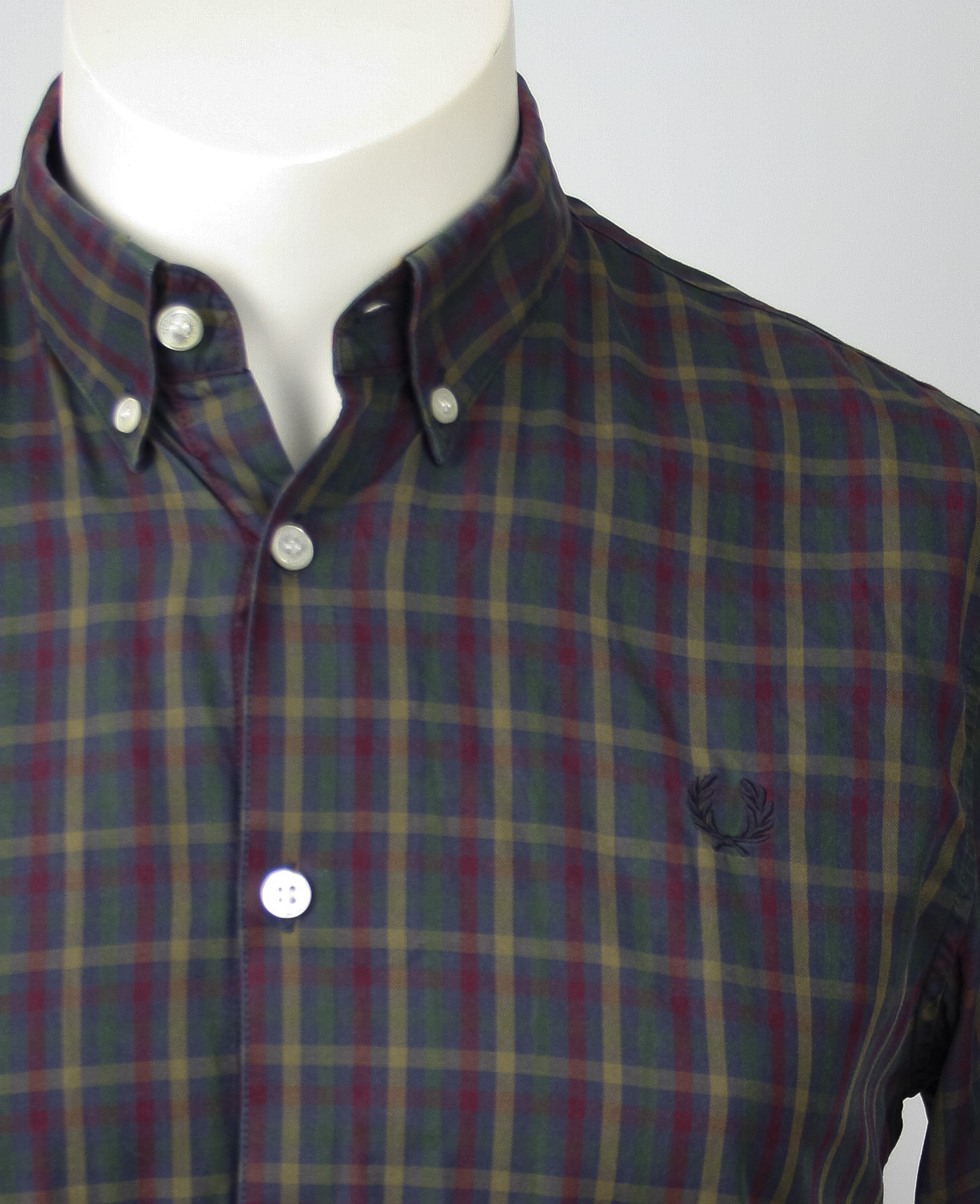 Fred Perry Hemd Dark Green/Wine Multi check Größe M