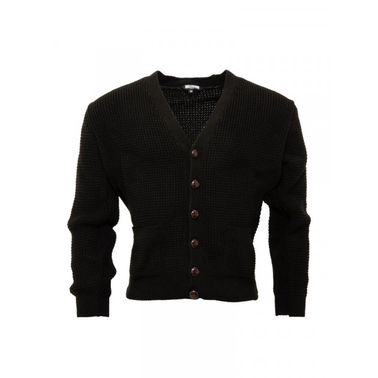 Relco London Waffle Cardigan Black *Made in UK*