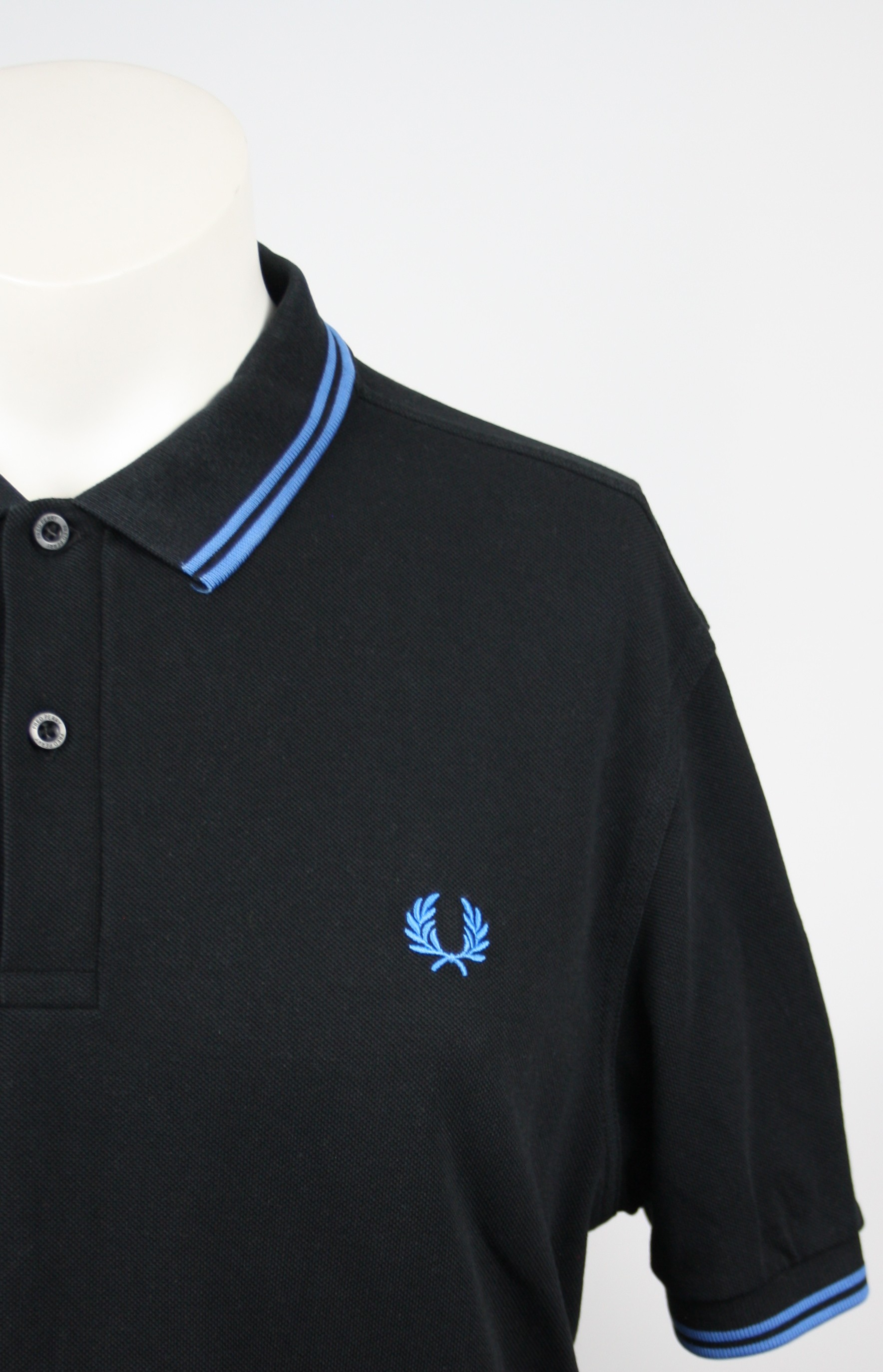 Fred Perry Piqué Polo Black/Blue Twin Tipped Größe XL