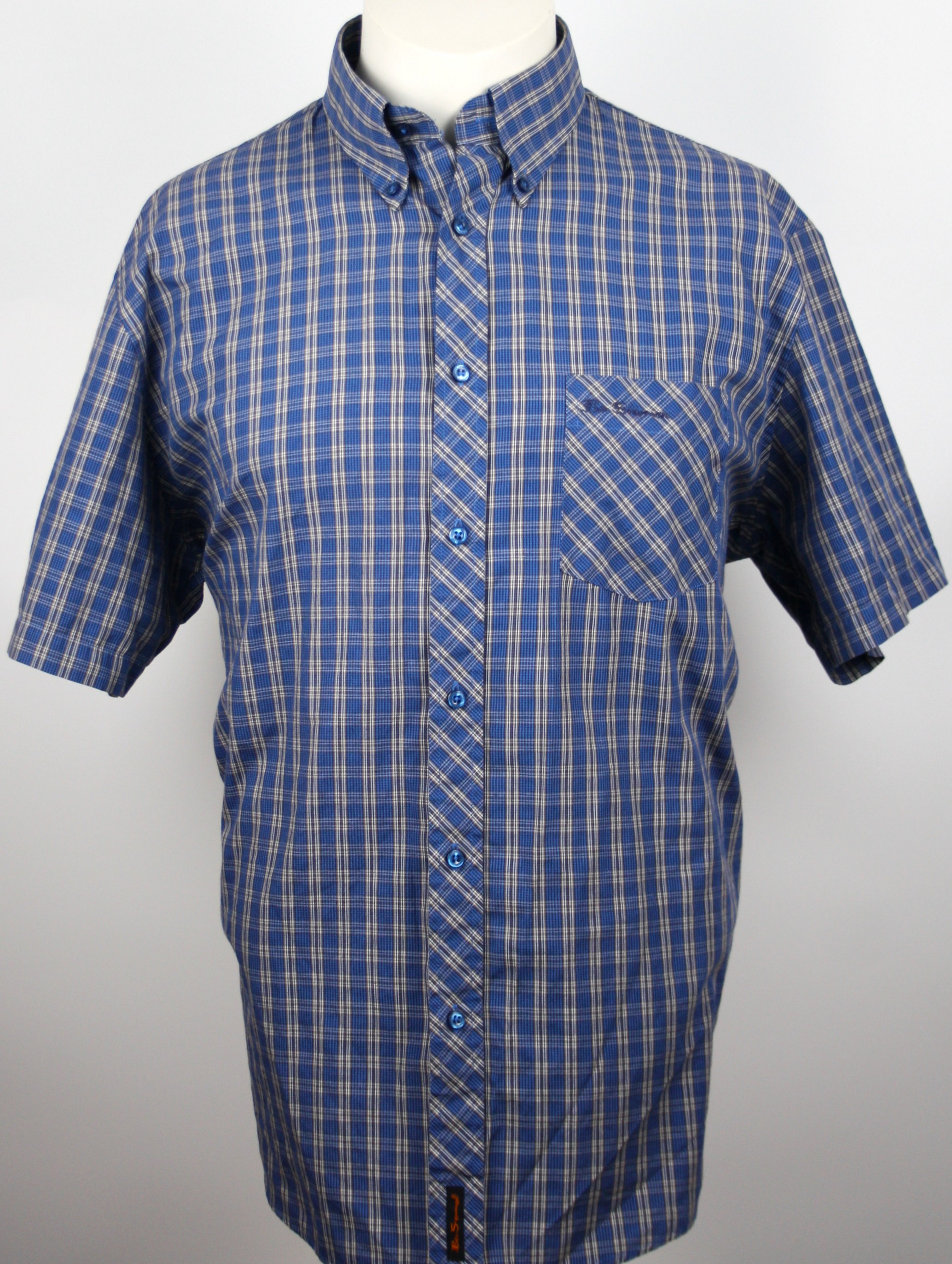 Ben Sherman Hemd Blue/Black/White checks Größe 4-XL