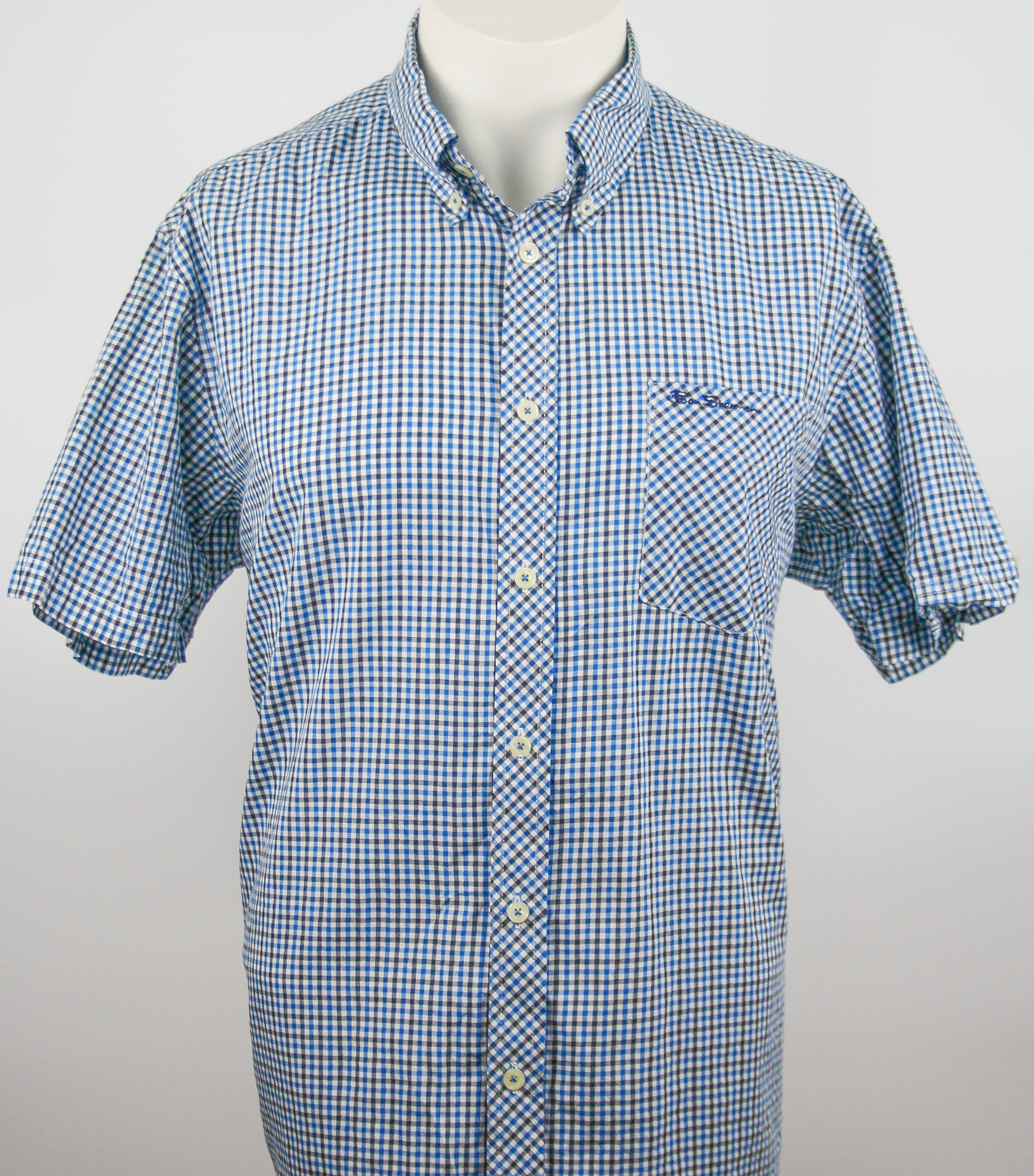 Ben Sherman Ladies' Shirt Black/Blue/ White checkered *The Original Orange Label* Größe XXL