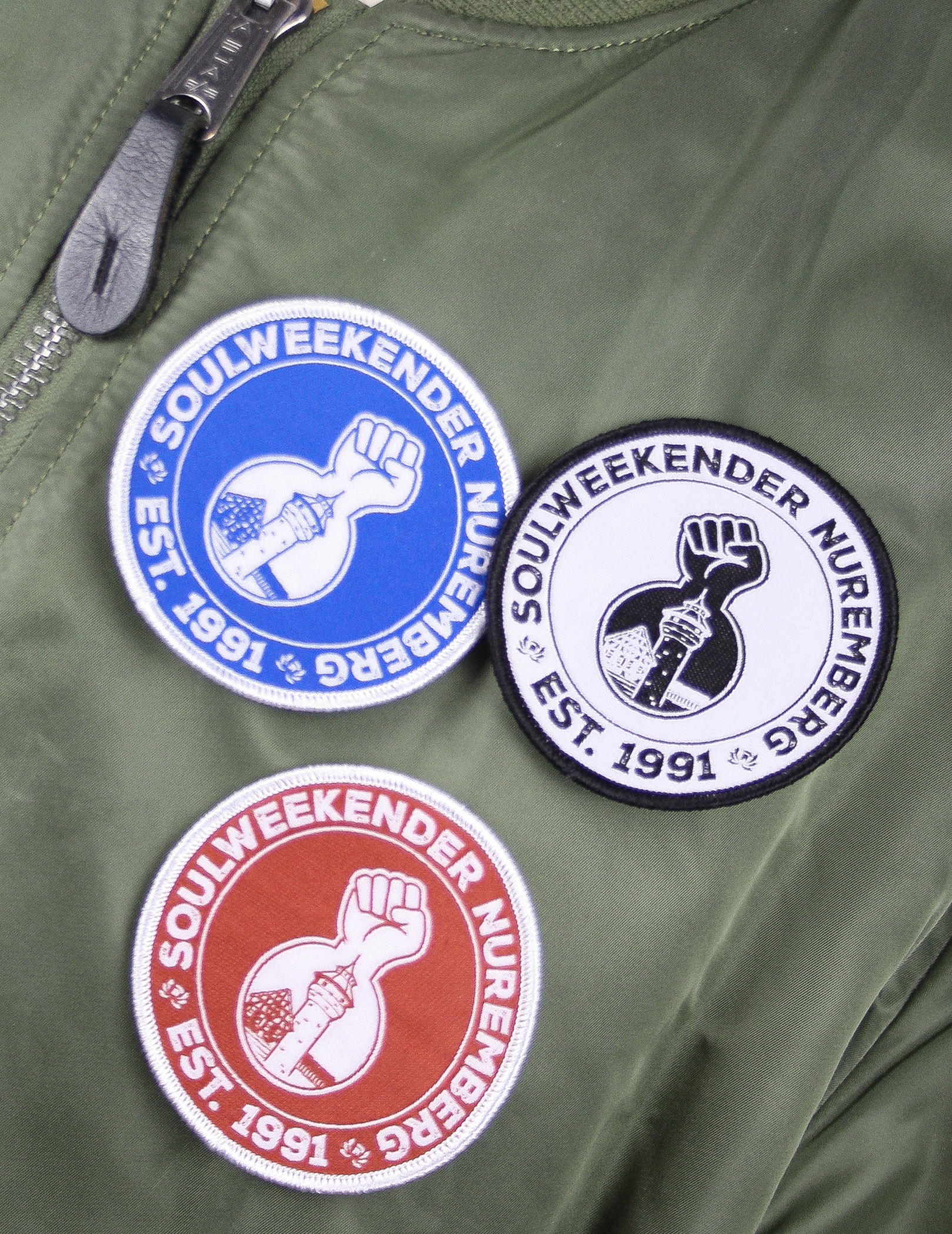 Soulweekender Nuremberg Est. 1991 Patches in 3 Farben