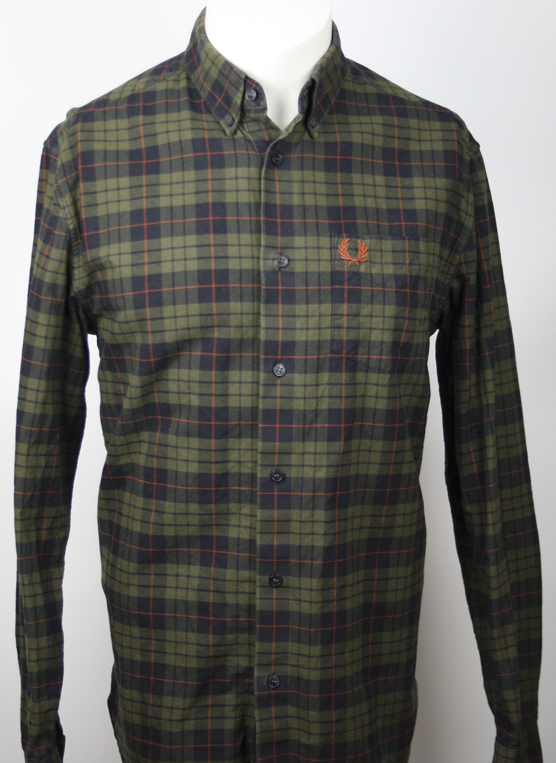Fred Perry Hemd Olive/Black/Rust Größe M