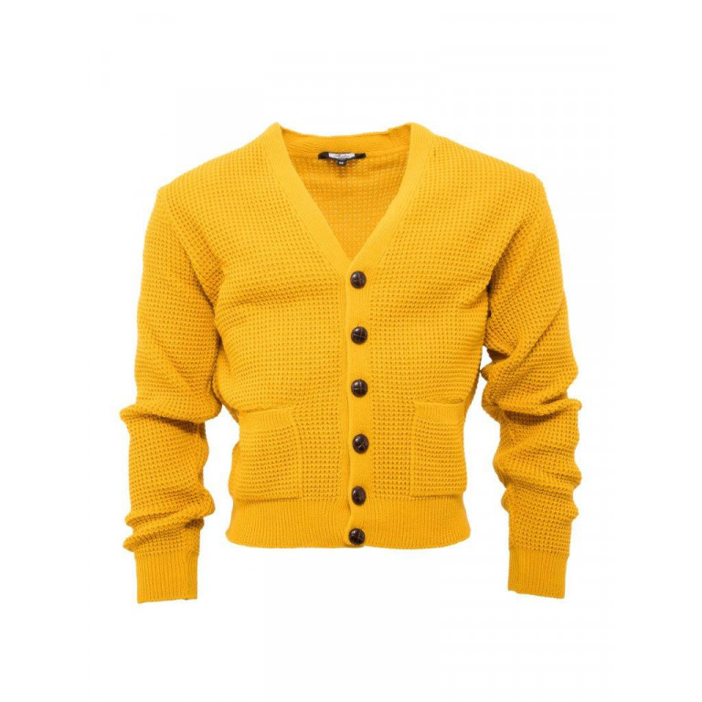 Relco London Waffle Cardigan Mustard *Made in UK*