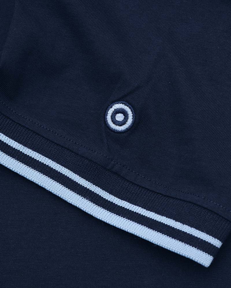 Lambretta Two Tone Panel Jersey Polo Shirt Navy/Clear Sky 