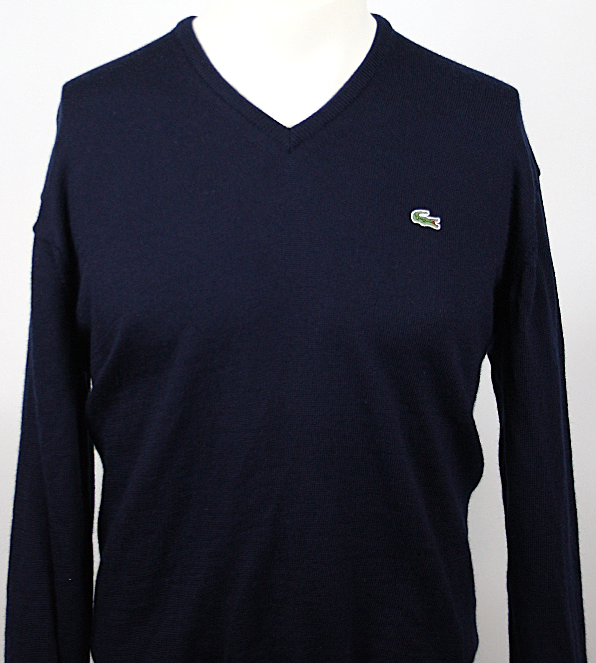 Original Lacoste V-Neck Wollpullover Navy Gr. 4/M