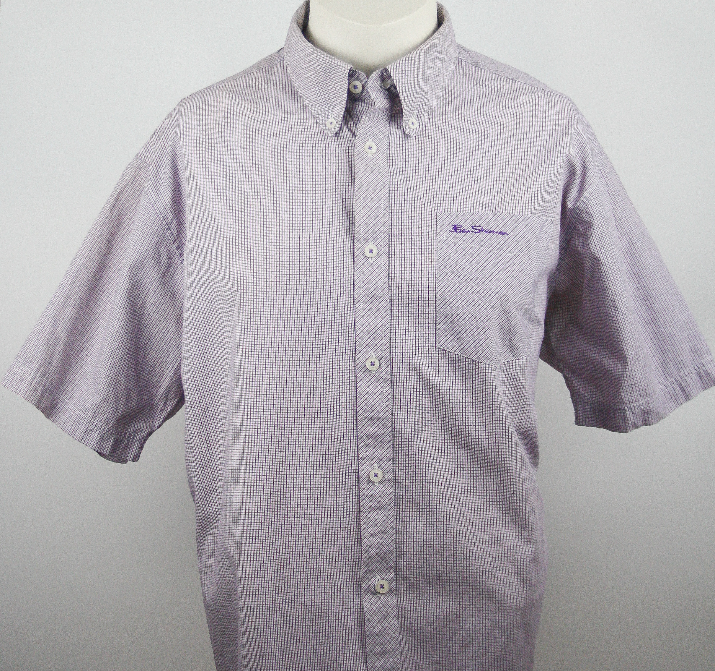 Ben Sherman Ladies' Shirt Purple/Rosé microchecks *The Original Orange Label* Größe XXL