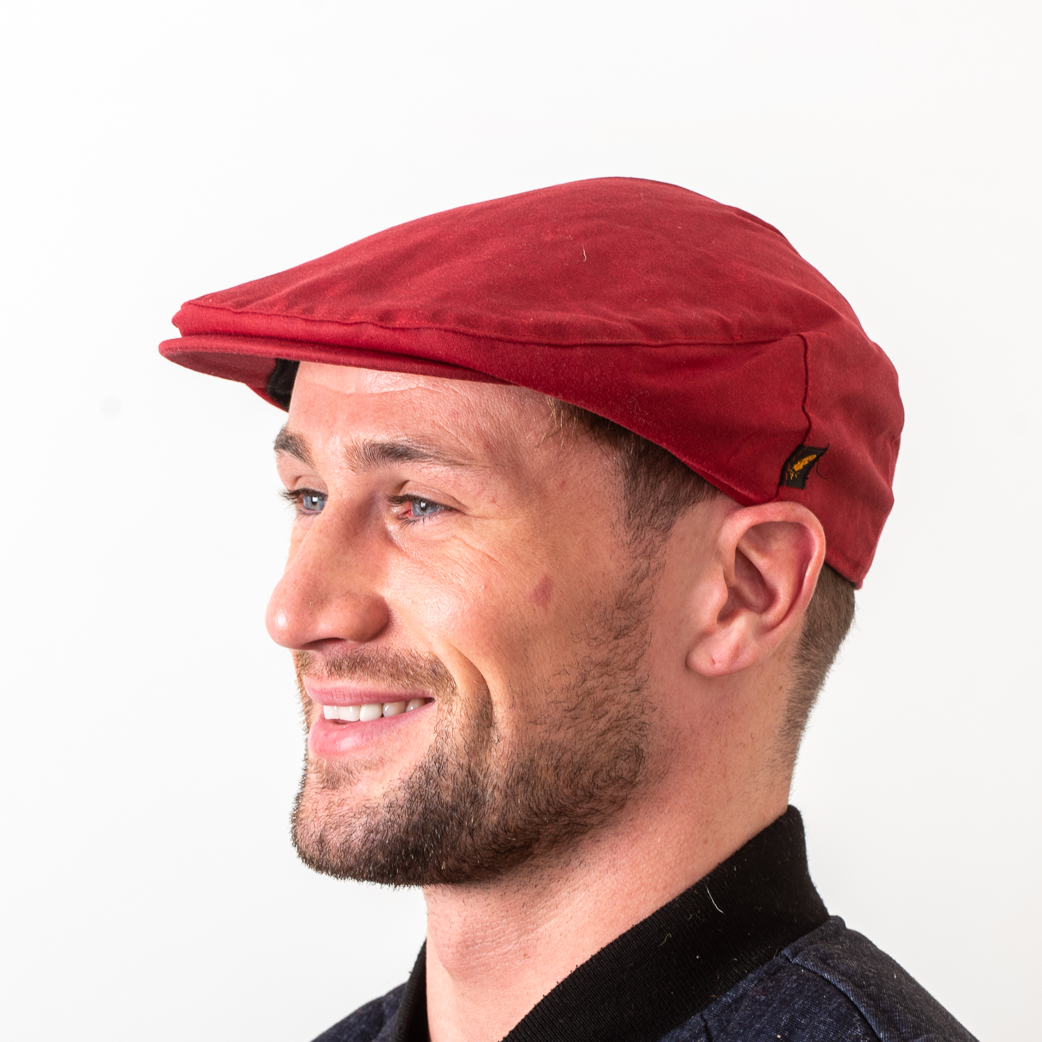 Hatman of Ireland Waxed Cotton Flat Cap "Red"