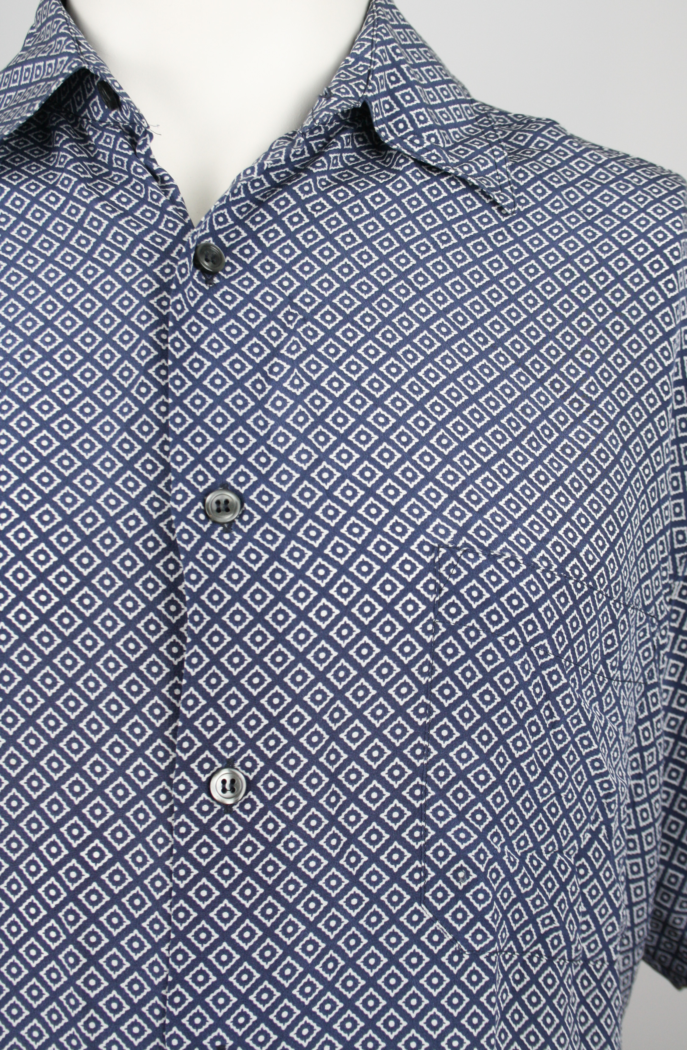 Gran Sasso Seidenhemd Blue/White Größe 52/L *True Vintage*