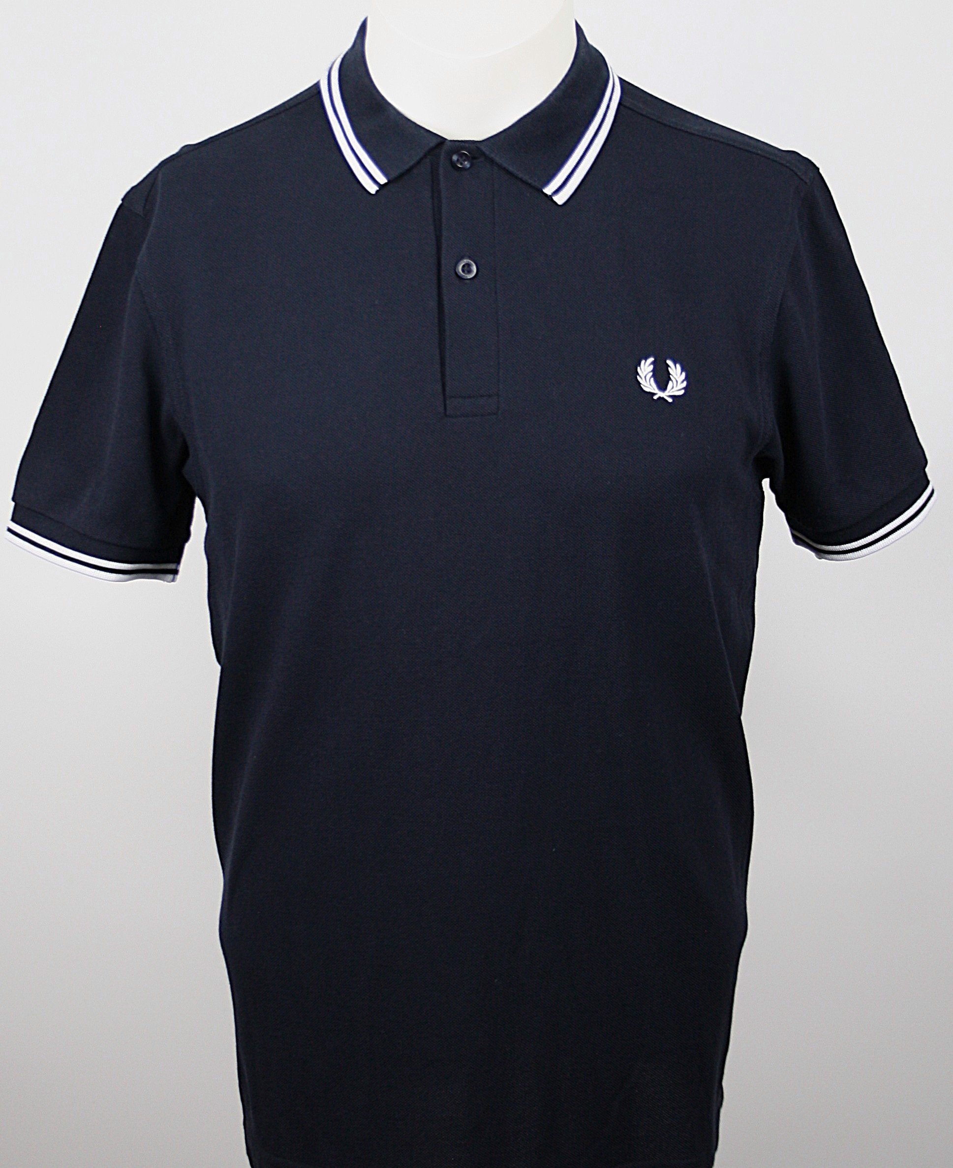 Fred Perry Piqué Polo Navy/White Twin Tipped Größe M