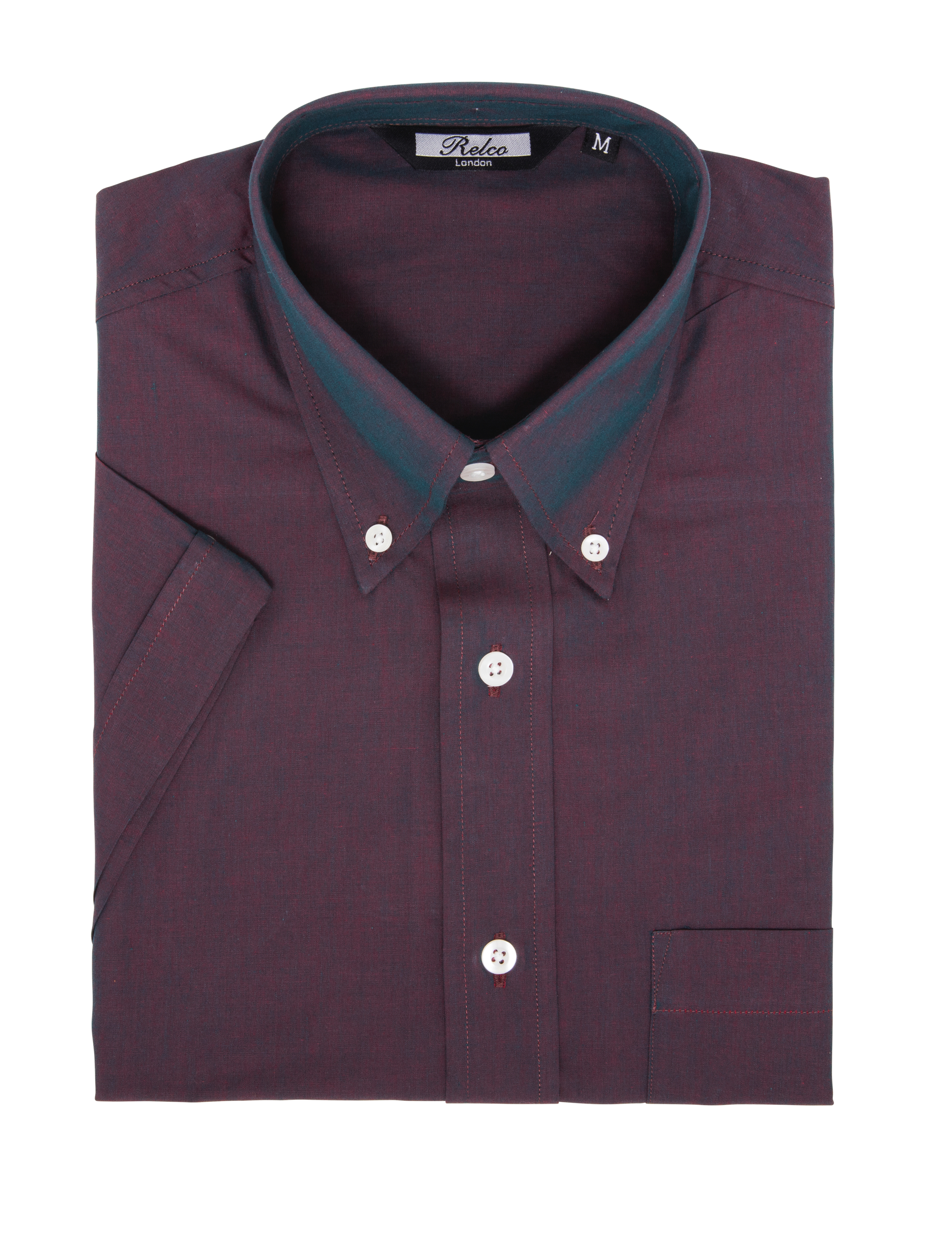 Relco London Two Tone Tonic Shirt Burgundy