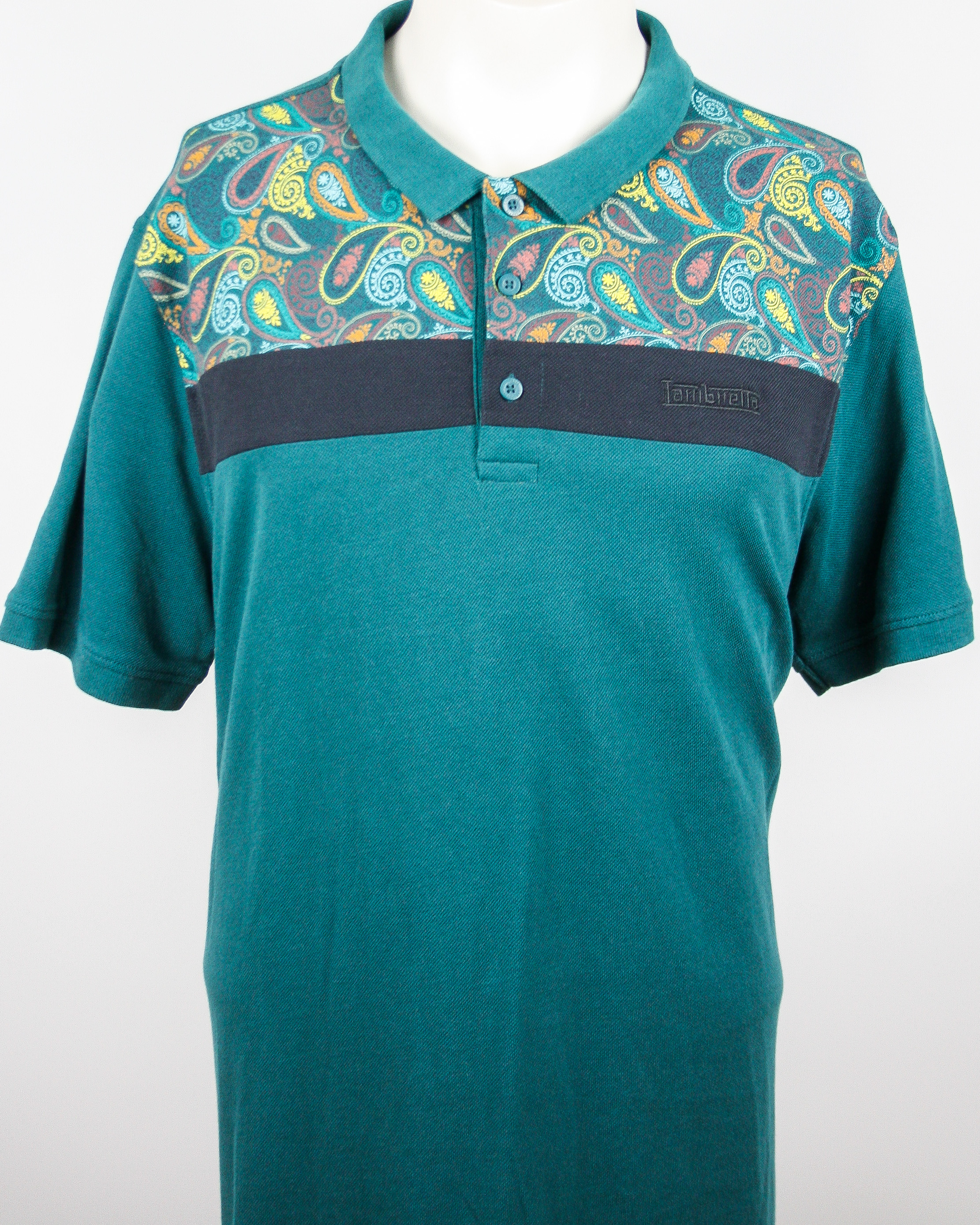 Lambretta Paisley Style Polo Shirt Petrol Green Größe XXL