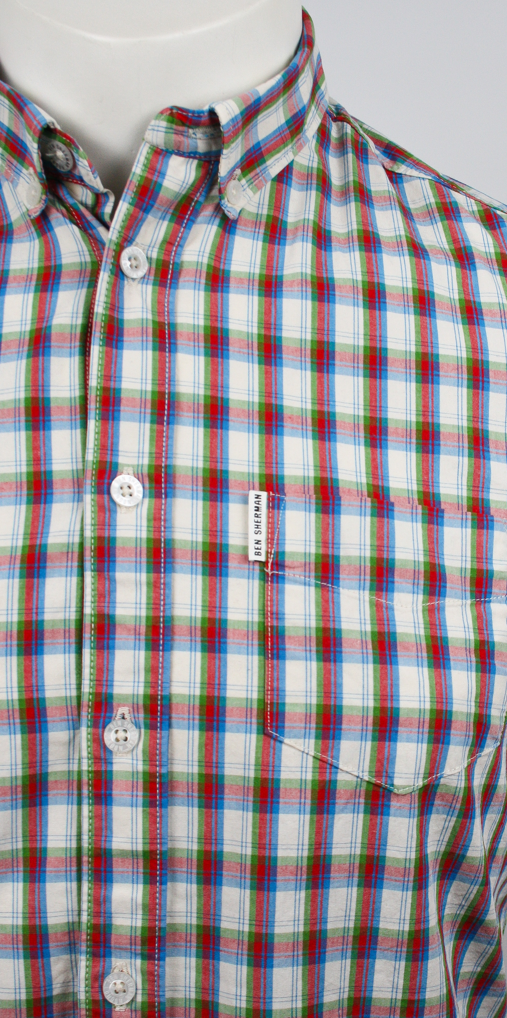 Ben Sherman Hemd Red/Green/Blue checkered Gr. S *Slimfit*