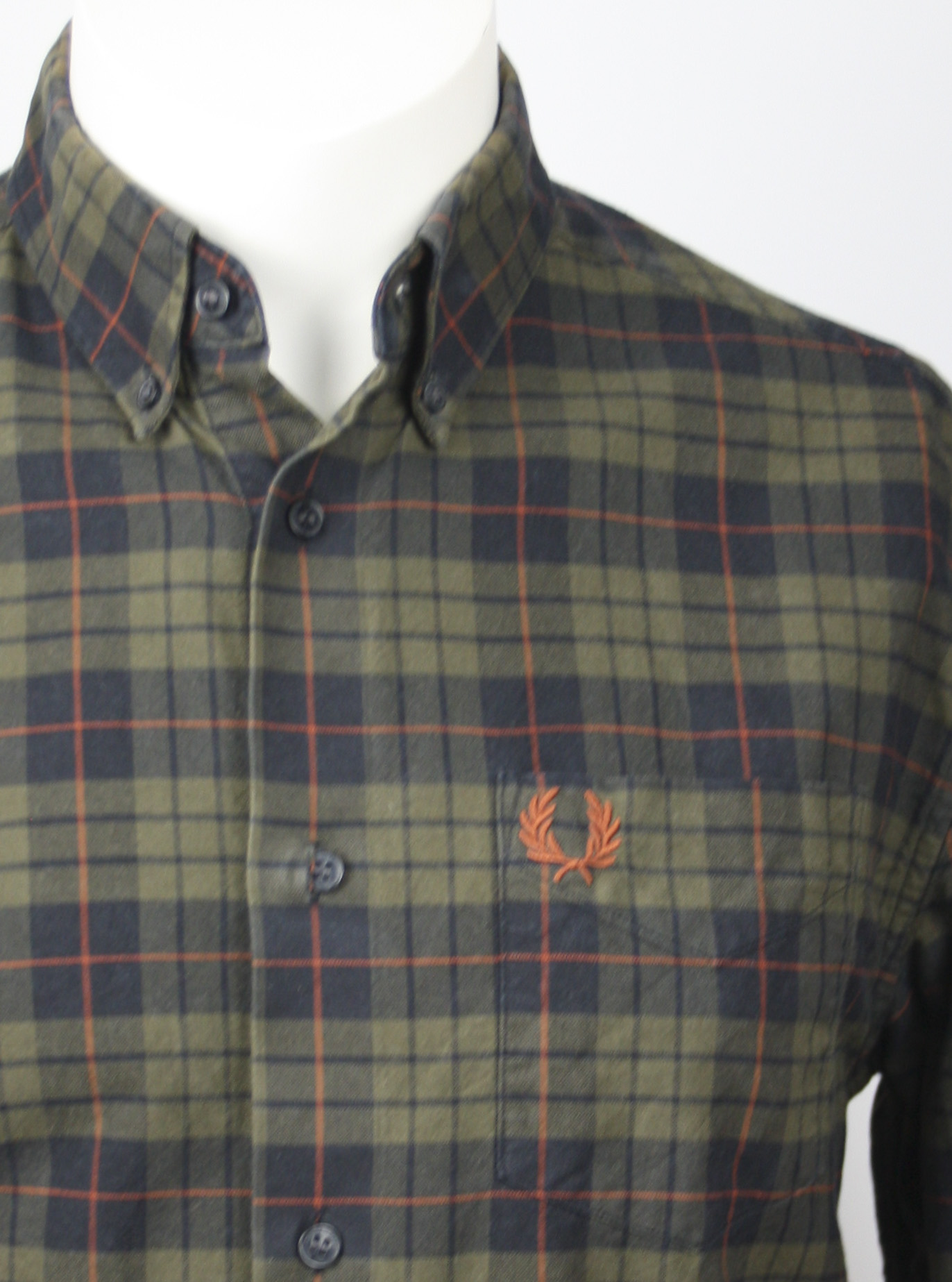 Fred Perry Hemd Olive/Black/Rust Größe M