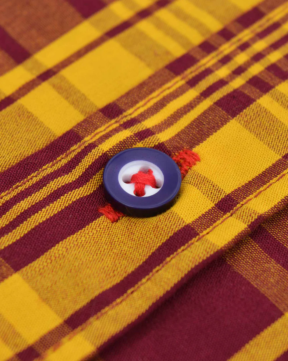 Lambretta Buttondown Check Shirt Burgundy/Gold