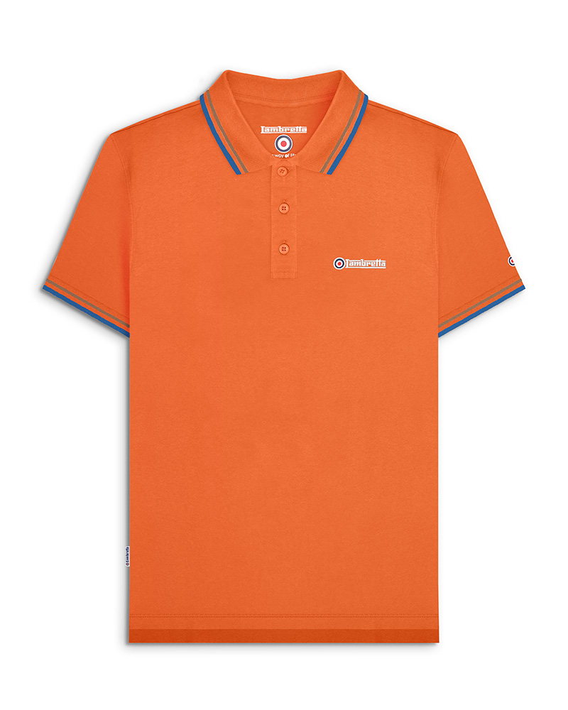 Lambretta Twin Tipped Piqué Polo Burnt Orange/Khaki/Blue