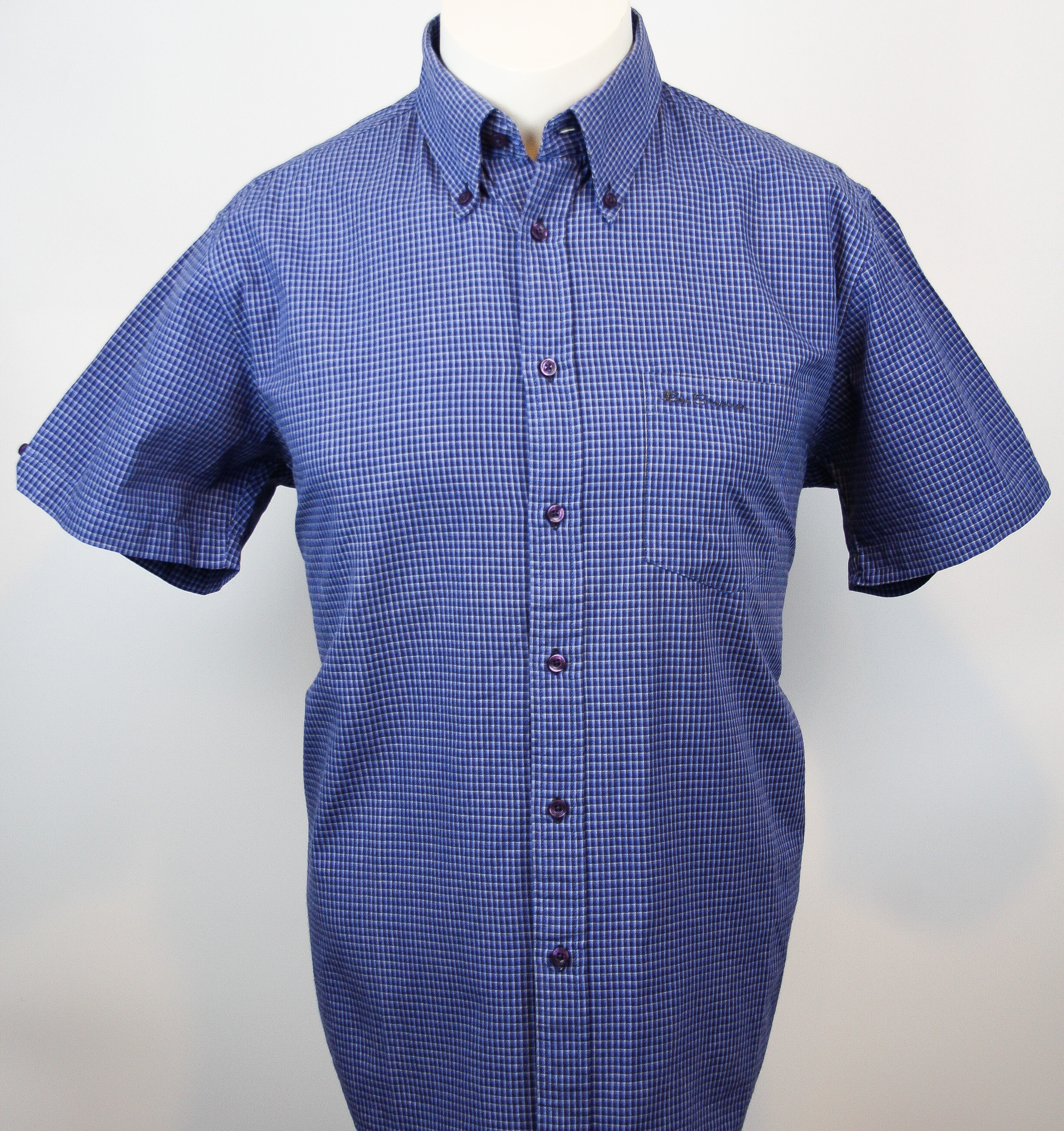 Ben Sherman Hemd Blue/Black/White Fine Check Gr. L