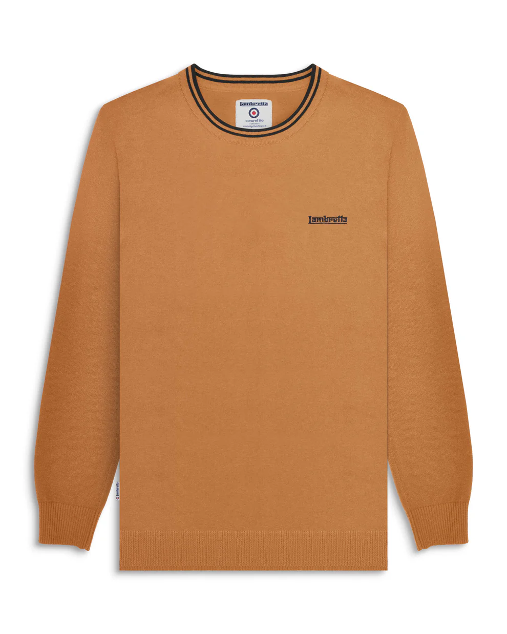 Lambretta Tipped Knitted Jumper Tobacco/Navy