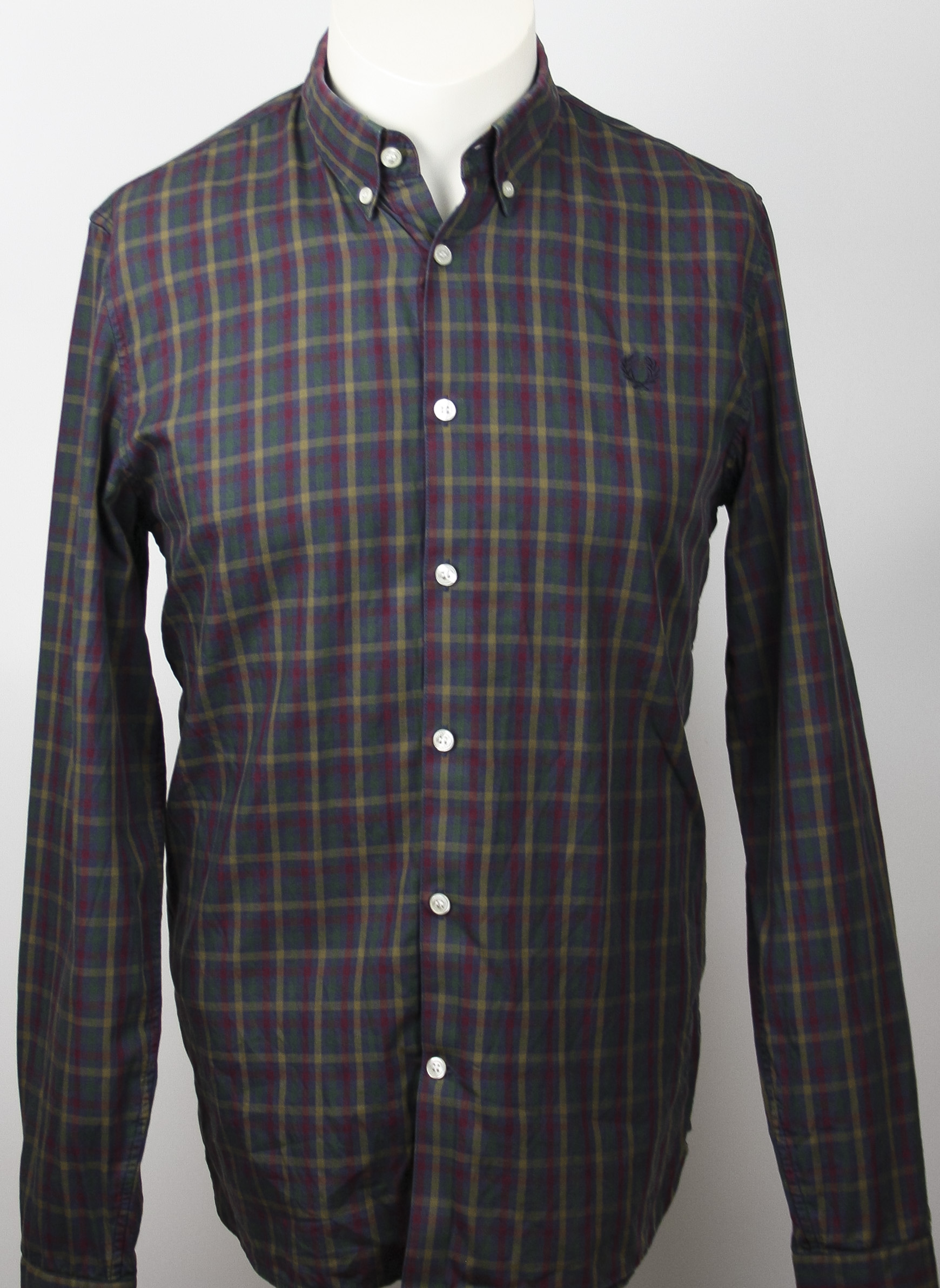 Fred Perry Hemd Dark Green/Wine Multi check Größe M