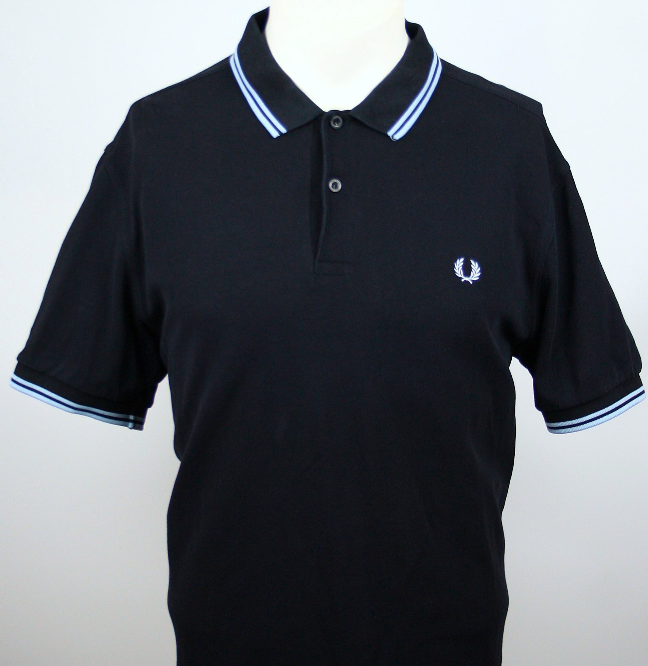 Fred Perry Piqué Polo Navy/Steel Blue Twin Tipped Größe XL