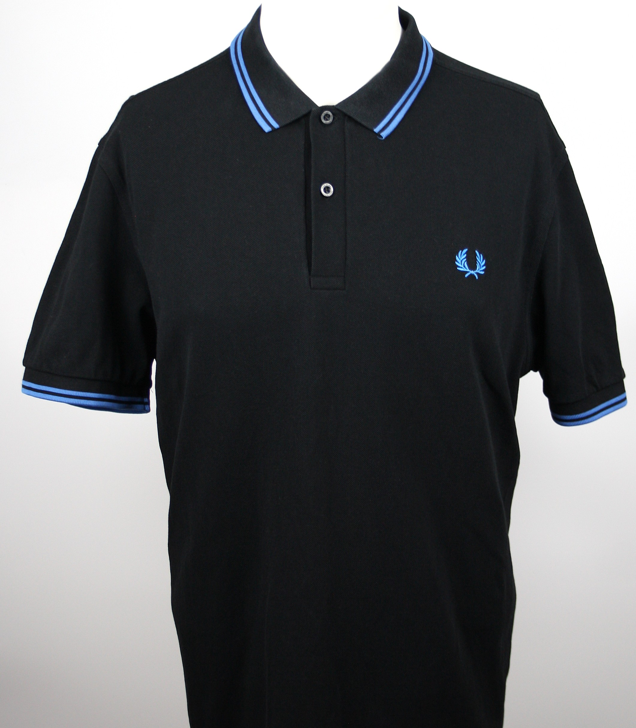 Fred Perry Piqué Polo Black/Blue Twin Tipped Größe XL