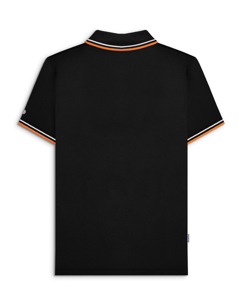 Lambretta Twin Tipped Piqué Polo Black/White/Marmelade