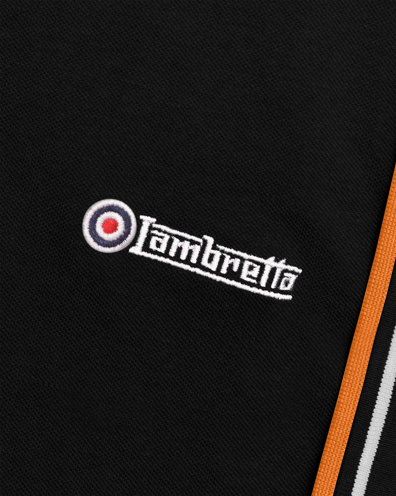 Lambretta Twin Tipped Piqué Polo Black/White/Marmelade