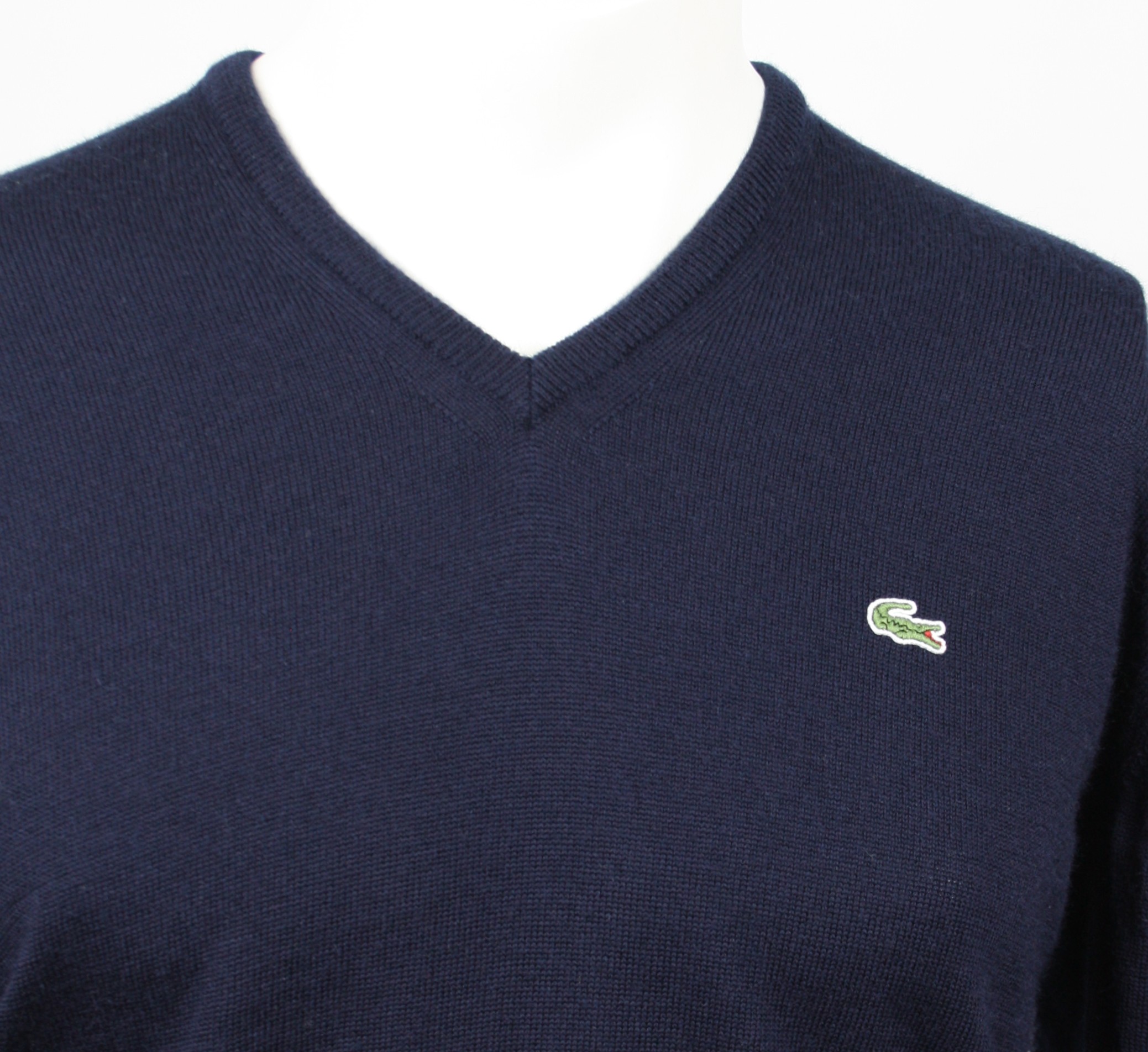 Original Lacoste V-Neck Wollpullover Navy Gr. 4/M