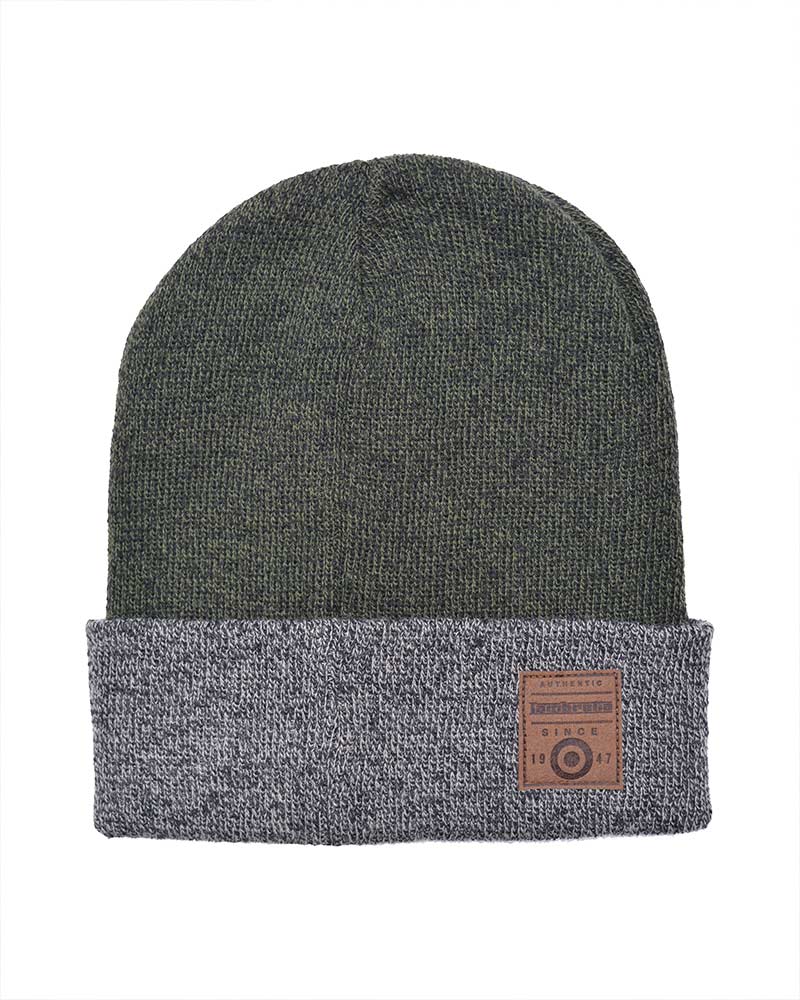 Lambretta Turned Up Beanie Khaki/Charcoal