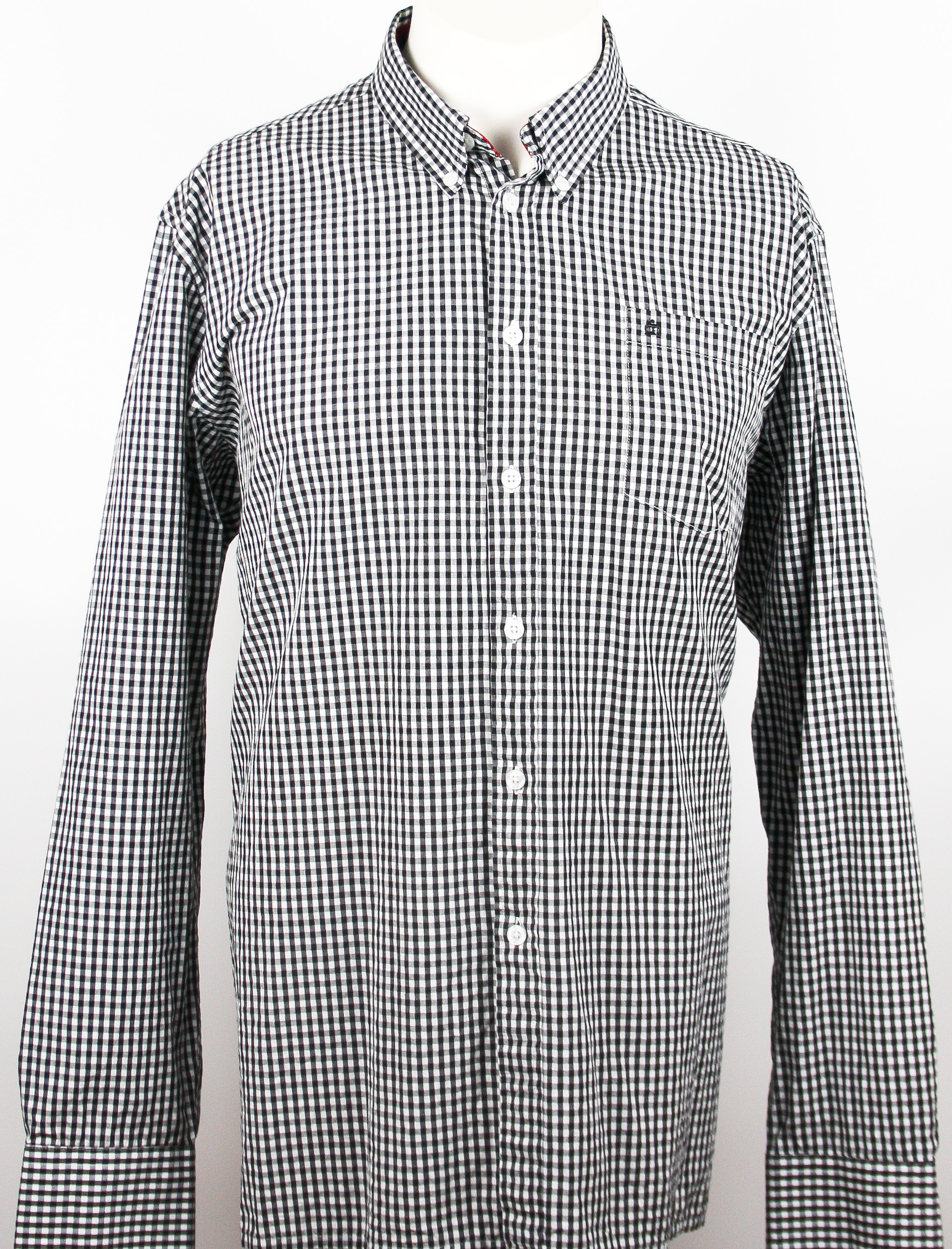 Merc Hemd Black/White Checkered Langarm Größe S Slimfit