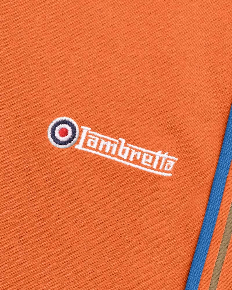 Lambretta Twin Tipped Piqué Polo Burnt Orange/Khaki/Blue