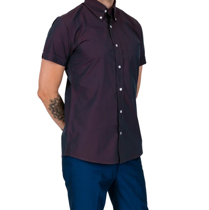 Relco London Two Tone Tonic Shirt Burgundy