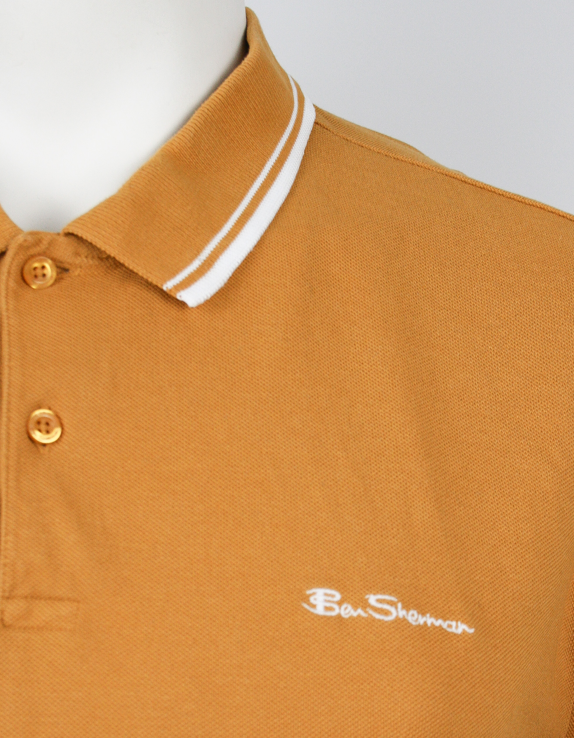 Ben Sherman *Since 1963* Polo Gold/White Twin Tipped Größe XXL