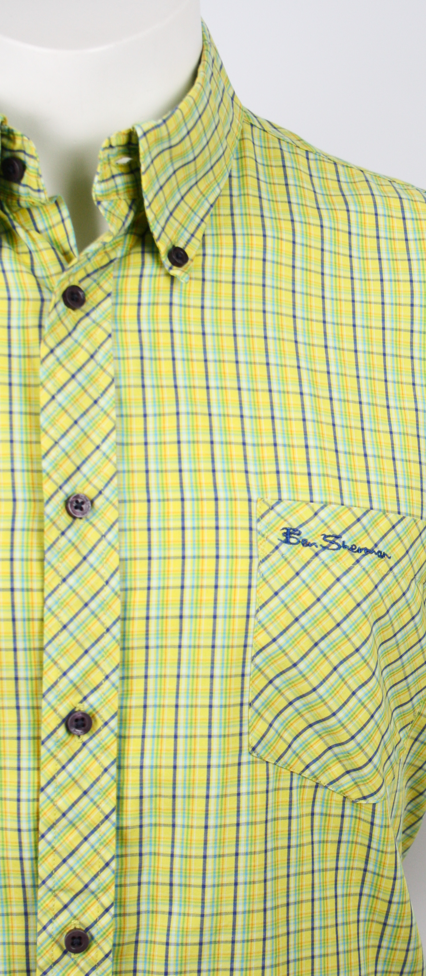 Ben Sherman Hemd Yellow/Green/Blue checkered Größe XL
