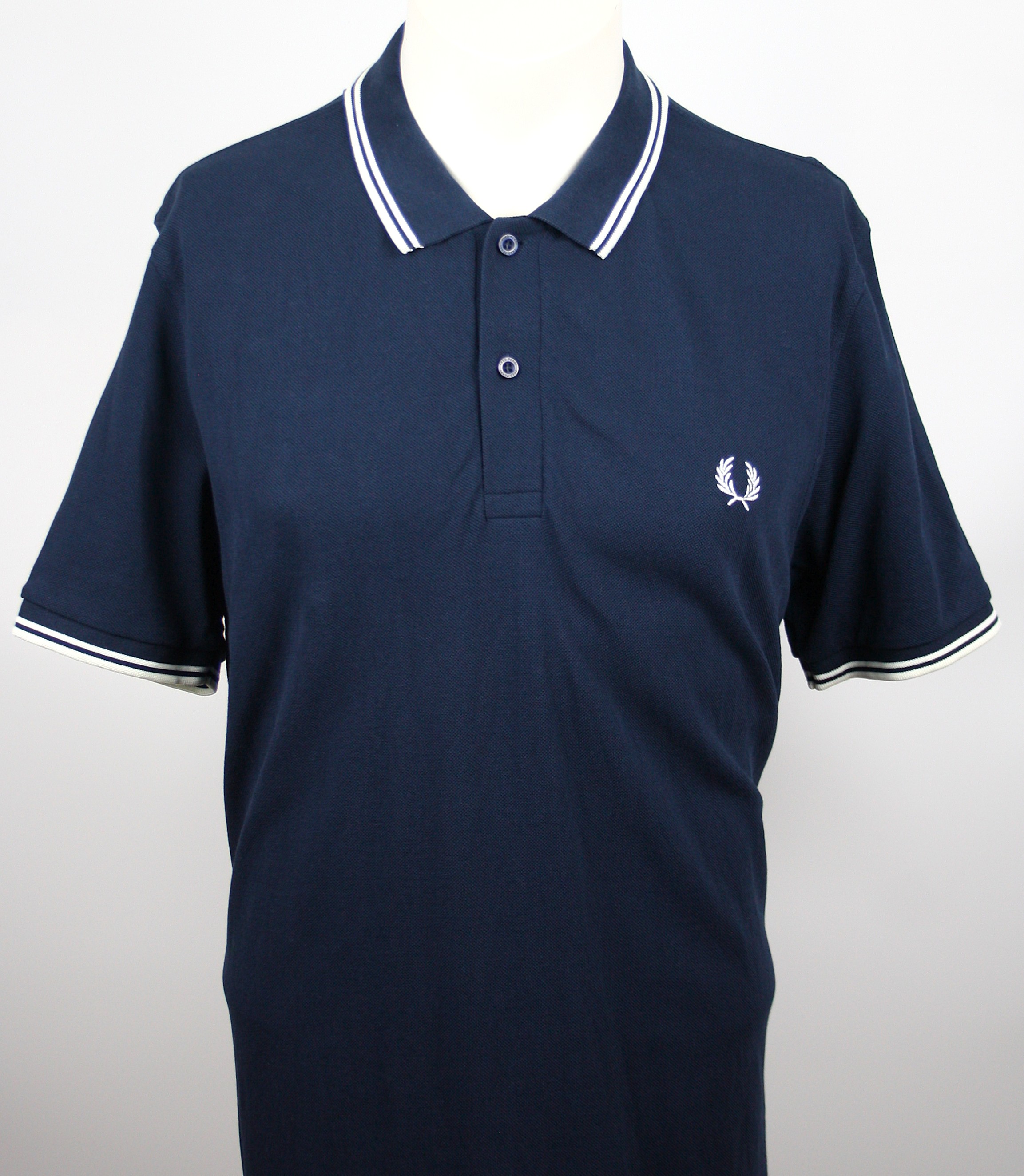 Fred Perry Piqué Polo Blue/White Twin Tipped Größe XL