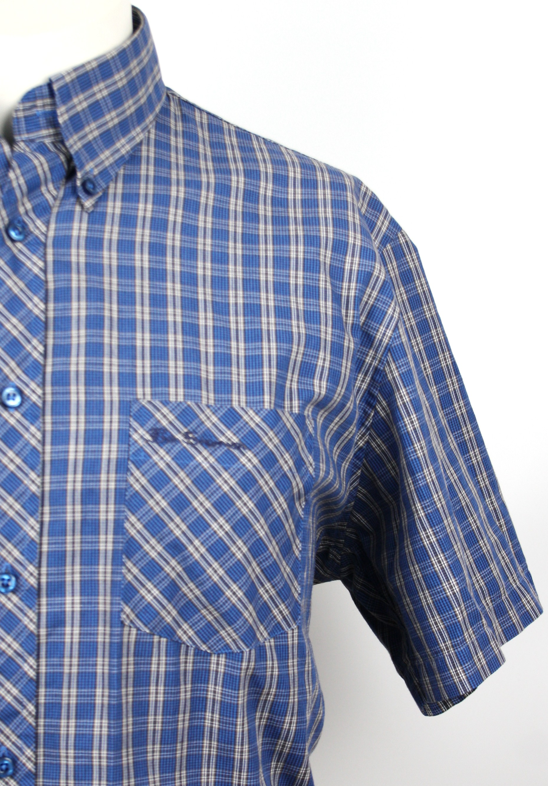 Ben Sherman Hemd Blue/Black/White checks Größe 4-XL