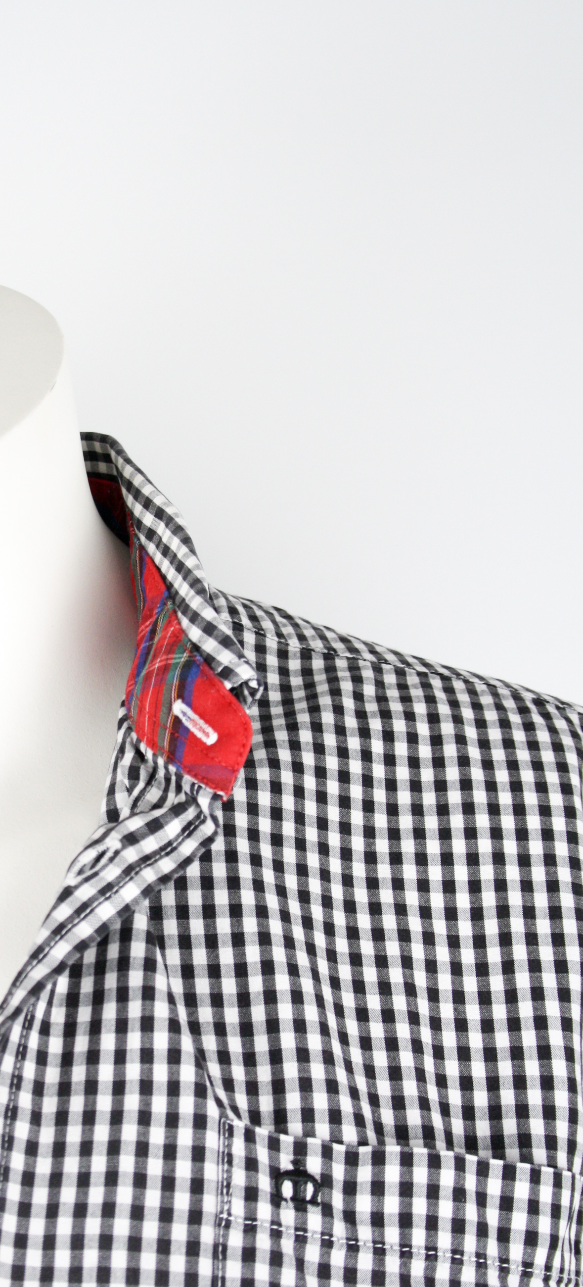Merc Hemd Black/White Checkered Langarm Größe S Slimfit