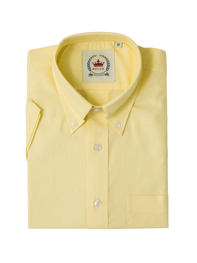 Relco London Mens' Oxford Shirt Pastel Lemon