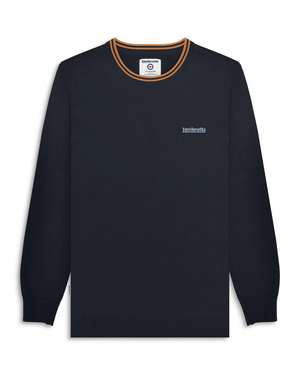 Lambretta Tipped Knitted Jumper Navy/Tobacco