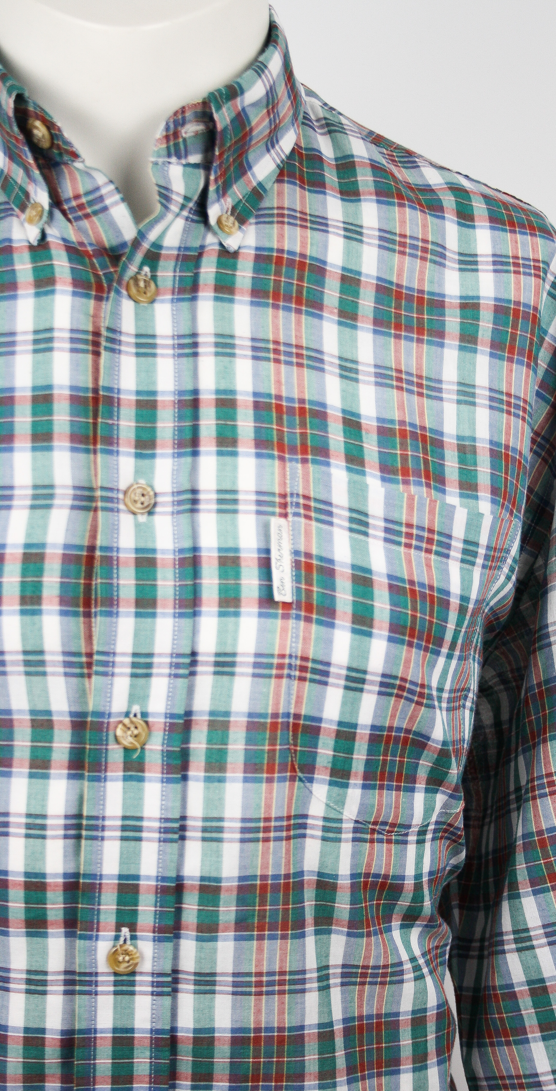 Ben Sherman Hemd Green/Brown/White checkered *The Original Vintage* Größe XL