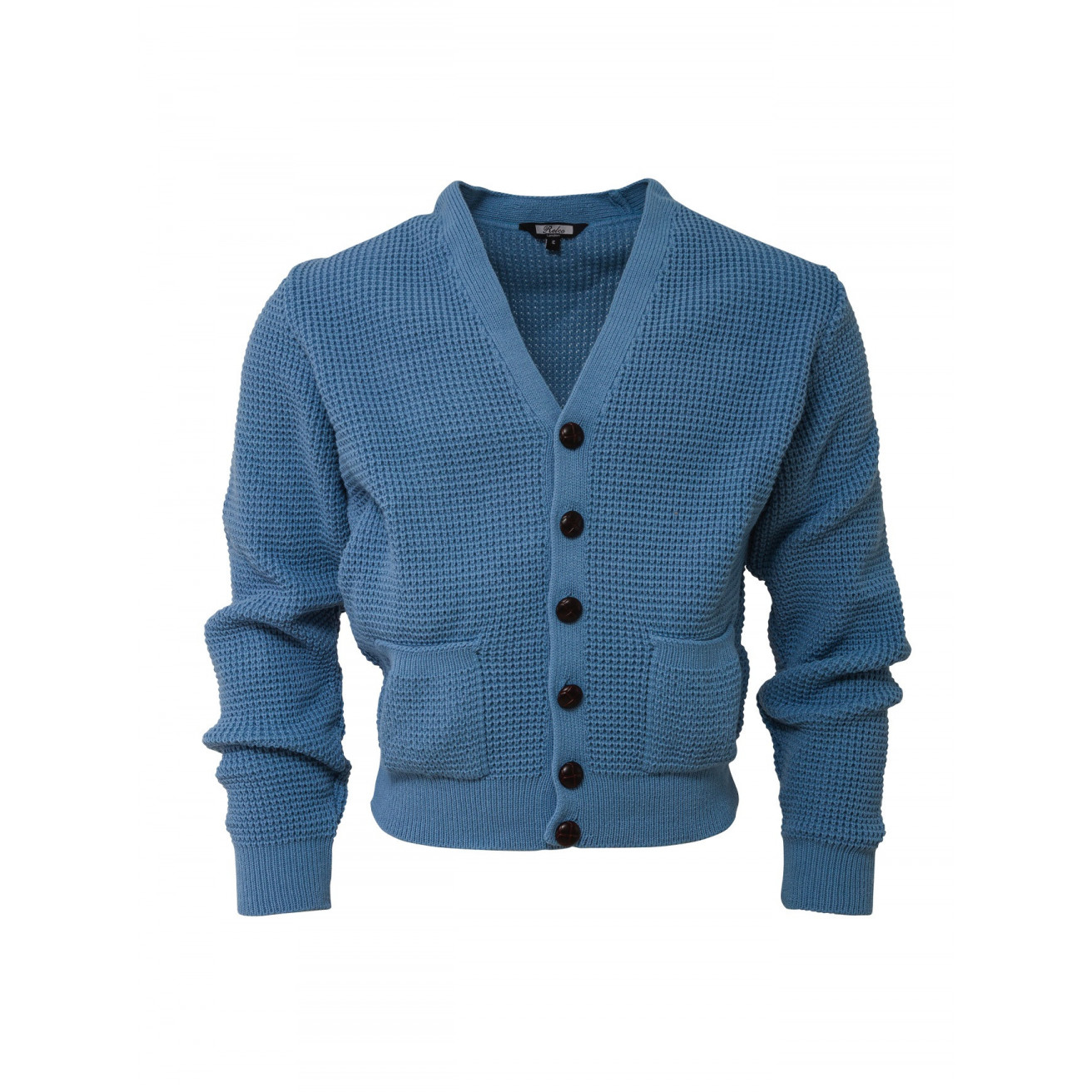 Relco London Waffle Cardigan Dusty Blue *Made in UK*