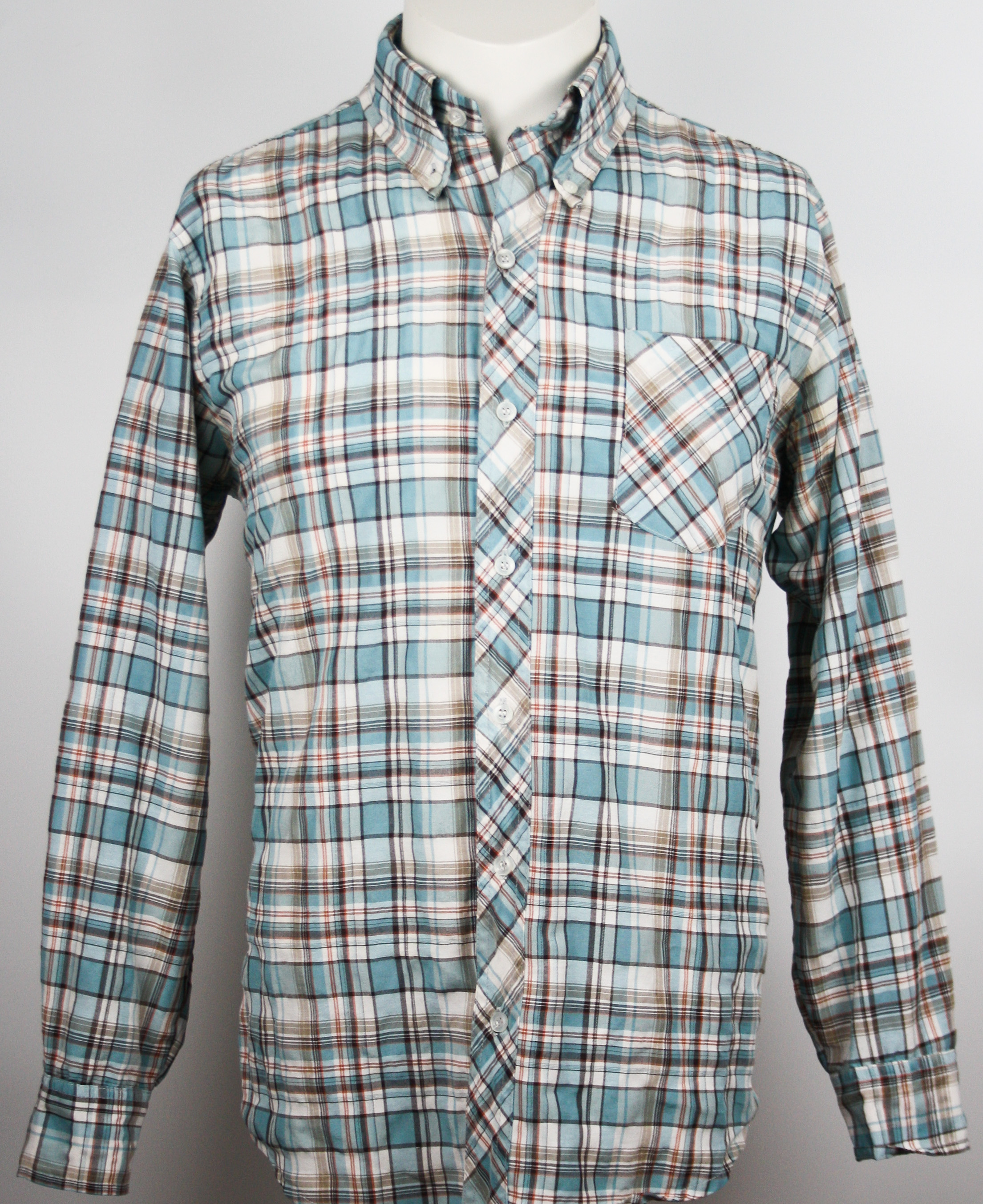 Upsett Clothing Hemd Blue/White/Brown *Langarm* Größe XL